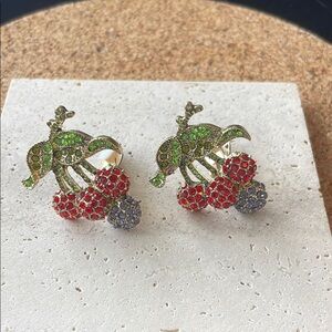 Saks Fifth Avenue Red and Green Berry Earrings